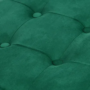 XL skladací puf s gombíkmi - 60x38x38cm zamatovo zelený x 4