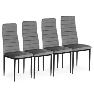 Stoličky s tvarovaným operadlom - GREY VELVET - sada 4 ks