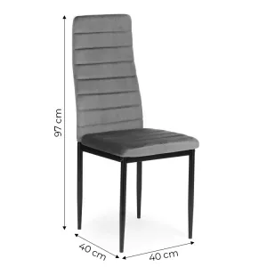 Stoličky s tvarovaným operadlom - GREY VELVET - sada 4 ks