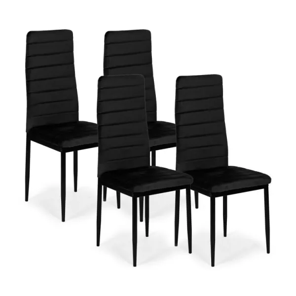 Stoličky s tvarovaným operadlom - BLACK VELVET - sada 4 kusov