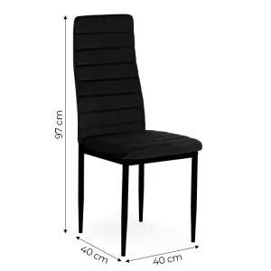 Stoličky s tvarovaným operadlom - BLACK VELVET - sada 4 kusov