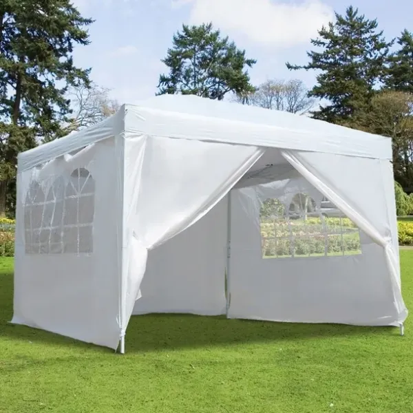 Záhradný komerčný pavilón, 3x3 m, 4 steny, biely,