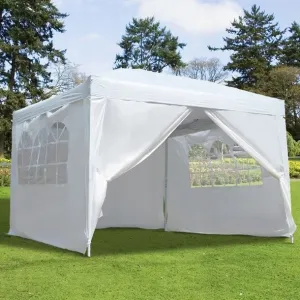 Záhradný komerčný pavilón, 3x3 m, 4 steny, biely,