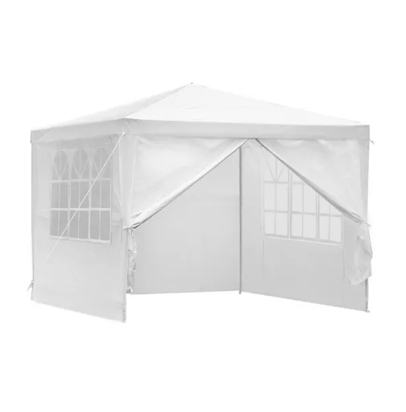 Záhradný komerčný pavilón, 3x3 m, 4 steny, biely,