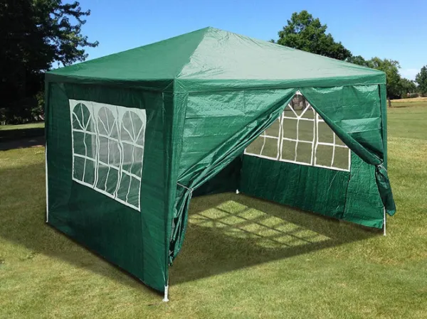 Záhradný komerčný pavilón, 3x3 m, 4 steny, zelený,