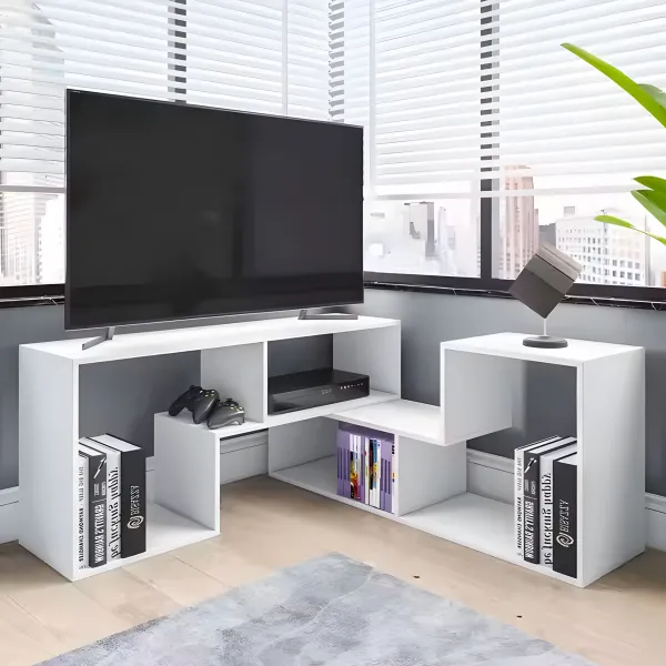 Moderný modulárny geometrický regál na knihy - skrinka so 4 policami