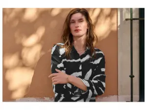 esmara® Dámske blúzkové šaty (vzor/čierna/biela, 40)