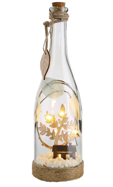 Gilde LED dekorace Vzkaz v láhvi - Hnědý domek