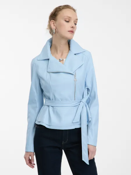 Light Blue Women's Leatherette Jacket ORSAY - Women's