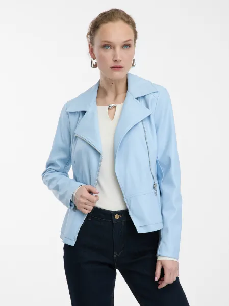Light Blue Women's Leatherette Jacket ORSAY - Women's