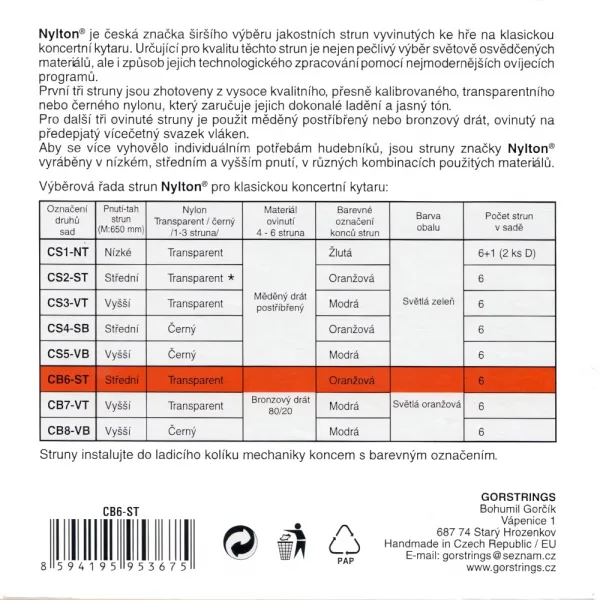 Gorstrings Nylton CB6ST 28543 Cristal