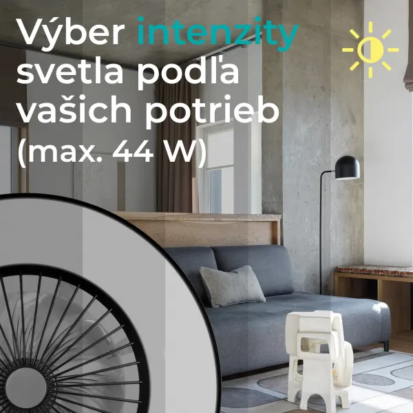 Noaton 11056BR Vega, čierna, stropný ventilátor so svetlom