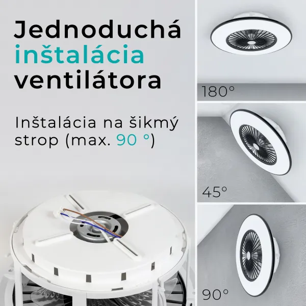 Noaton 11056BR Vega, čierna, stropný ventilátor so svetlom
