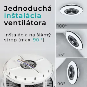 Noaton 11056BR Vega, čierna, stropný ventilátor so svetlom
