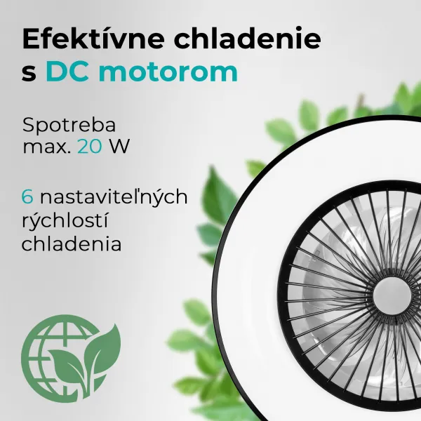 Noaton 11056BR Vega, čierna, stropný ventilátor so svetlom