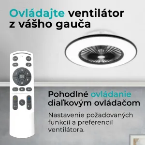 Noaton 11056BR Vega, čierna, stropný ventilátor so svetlom