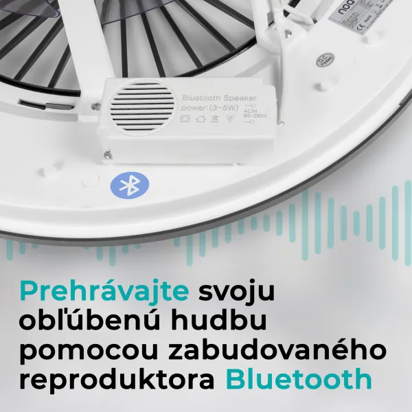 Noaton 11056BR Vega, čierna, stropný ventilátor so svetlom