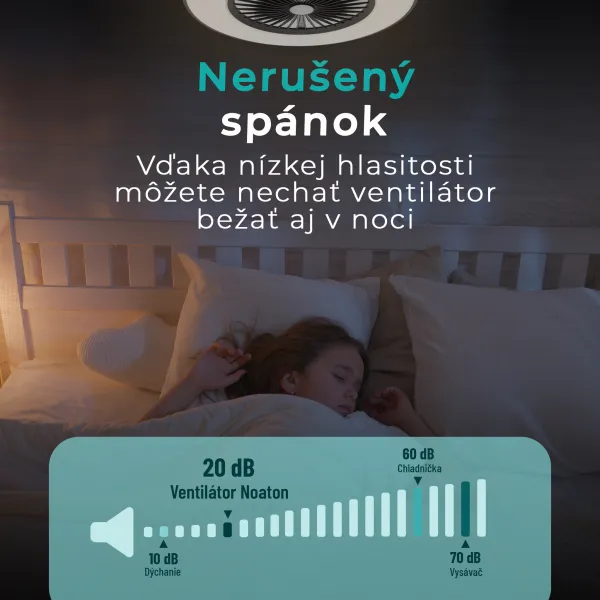 Noaton 11056BR Vega, čierna, stropný ventilátor so svetlom