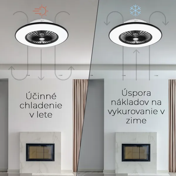 Noaton 11056BR Vega, čierna, stropný ventilátor so svetlom