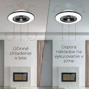 Noaton 11056BR Vega, čierna, stropný ventilátor so svetlom