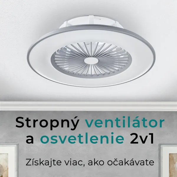 Noaton 11056GR Vega, sivá, stropný ventilátor so svetlom