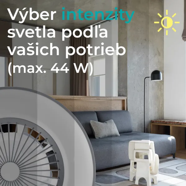 Noaton 11056GR Vega, sivá, stropný ventilátor so svetlom