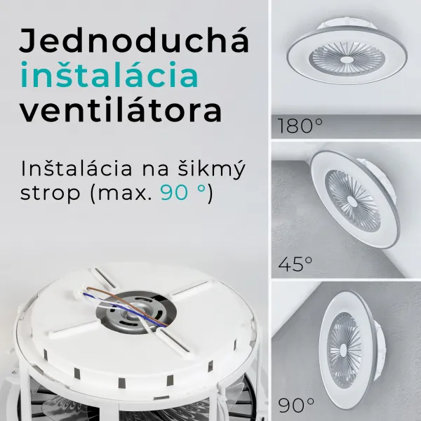 Noaton 11056GR Vega, sivá, stropný ventilátor so svetlom