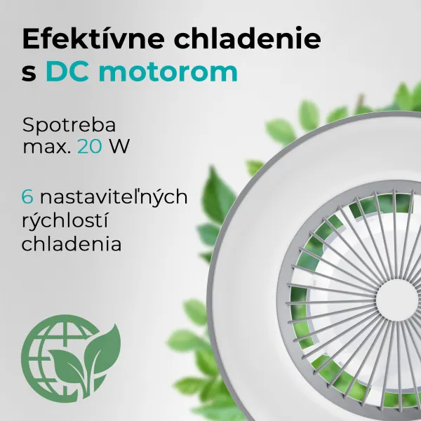 Noaton 11056GR Vega, sivá, stropný ventilátor so svetlom
