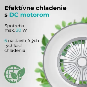 Noaton 11056GR Vega, sivá, stropný ventilátor so svetlom