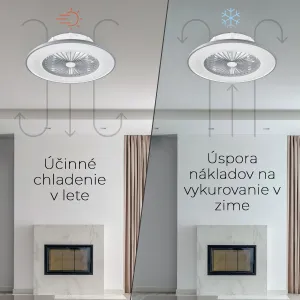 Noaton 11056GR Vega, sivá, stropný ventilátor so svetlom