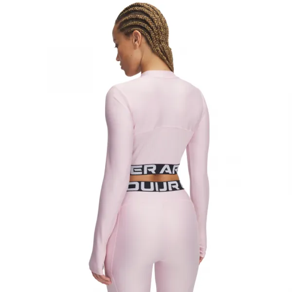 Dámske tréningové tričko s dlhým rukávom UNDER ARMOUR HeatGear Rib 1 4 Zip LS-PNK