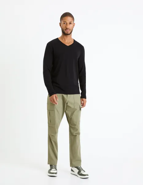 Khaki pánske cargo nohavice Celio Fopierre