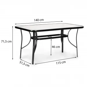 Sklenený záhradný stôl Vlna 140x80cm terasový balkónový stôl