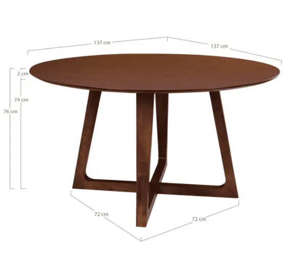 Elvisia Jedálenský stôl HELLERUP | orech 137 cm