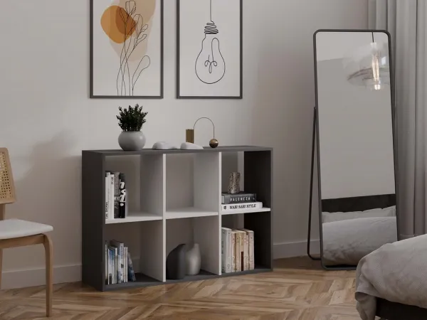 TP Living Regál Malax 2x3 110 cm antracit/biely