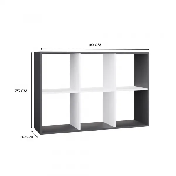 TP Living Regál Malax 2x3 110 cm antracit/biely