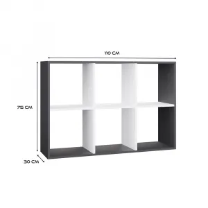 TP Living Regál Malax 2x3 110 cm antracit/biely