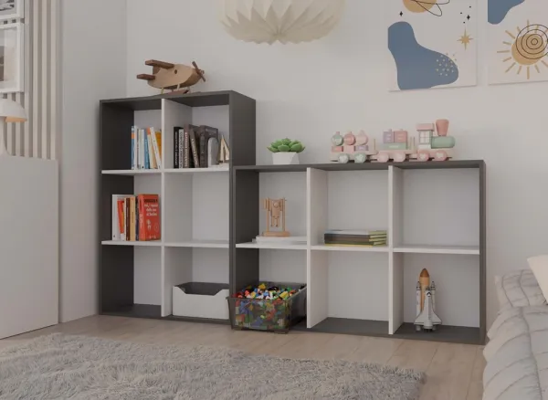 TP Living Regál Malax 2x3 110 cm antracit/biely