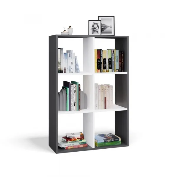 TP Living Regál Malax 2x3 110 cm antracit/biely