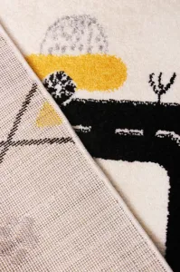 Detský koberec Kiddy H046A  svetlosivý / žltý