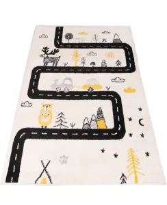 Detský koberec Kiddy H046A  svetlosivý / žltý