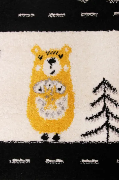 Detský koberec Kiddy H046A  svetlosivý / žltý