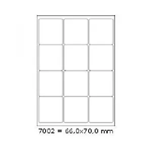 Samolepiace etikety 66 x 70 mm, 12 etikiet, A4, 100 listov