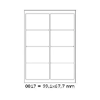 Samolepiace etikety 99,1 x 67,7 mm, 8 etikiet, A4, 100 listov