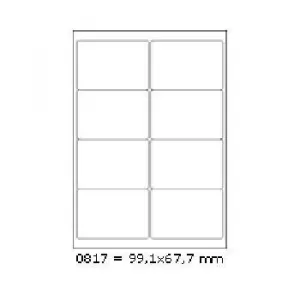 Samolepiace etikety 99,1 x 67,7 mm, 8 etikiet, A4, 100 listov