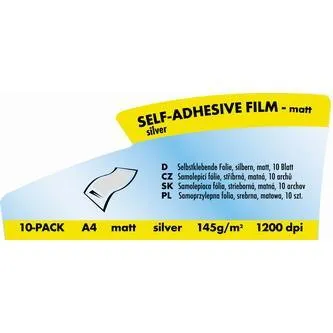 Logo, samolepicí fólie, stříbrná, matná, A4, 145 g/m2, 1200dpi, 10 listov, pro laserové tisk