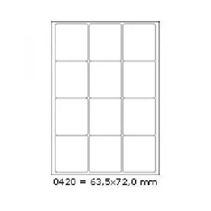 Samolepiace etikety 63,5 x 72 mm, 12 etikiet, A4, 100 listov