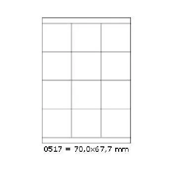 Samolepiace etikety 70 x 67,7 mm, 12 etikiet, A4, 100 listov
