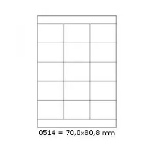 Samolepiace etikety 70 x 50,8 mm, 15 etikiet, A4, 100 listov