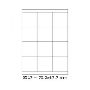 Samolepiace etikety 70 x 67,7 mm, 12 etikiet, A4, 100 listov